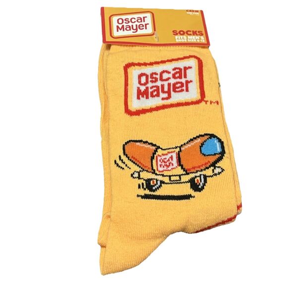 NEW Crew Socks Oscar Mayer Weinermobile Men’s Size 6-12 One Pair Yellow Hot Dog - Picture 1 of 6
